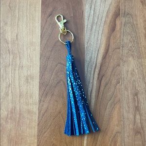 Genuine leather tassel charm-keychain long